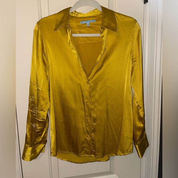 Antonio Melani Gold Yellow Silk Shirt Blouse size Small 4 / 6 - Picture 2 of 6
